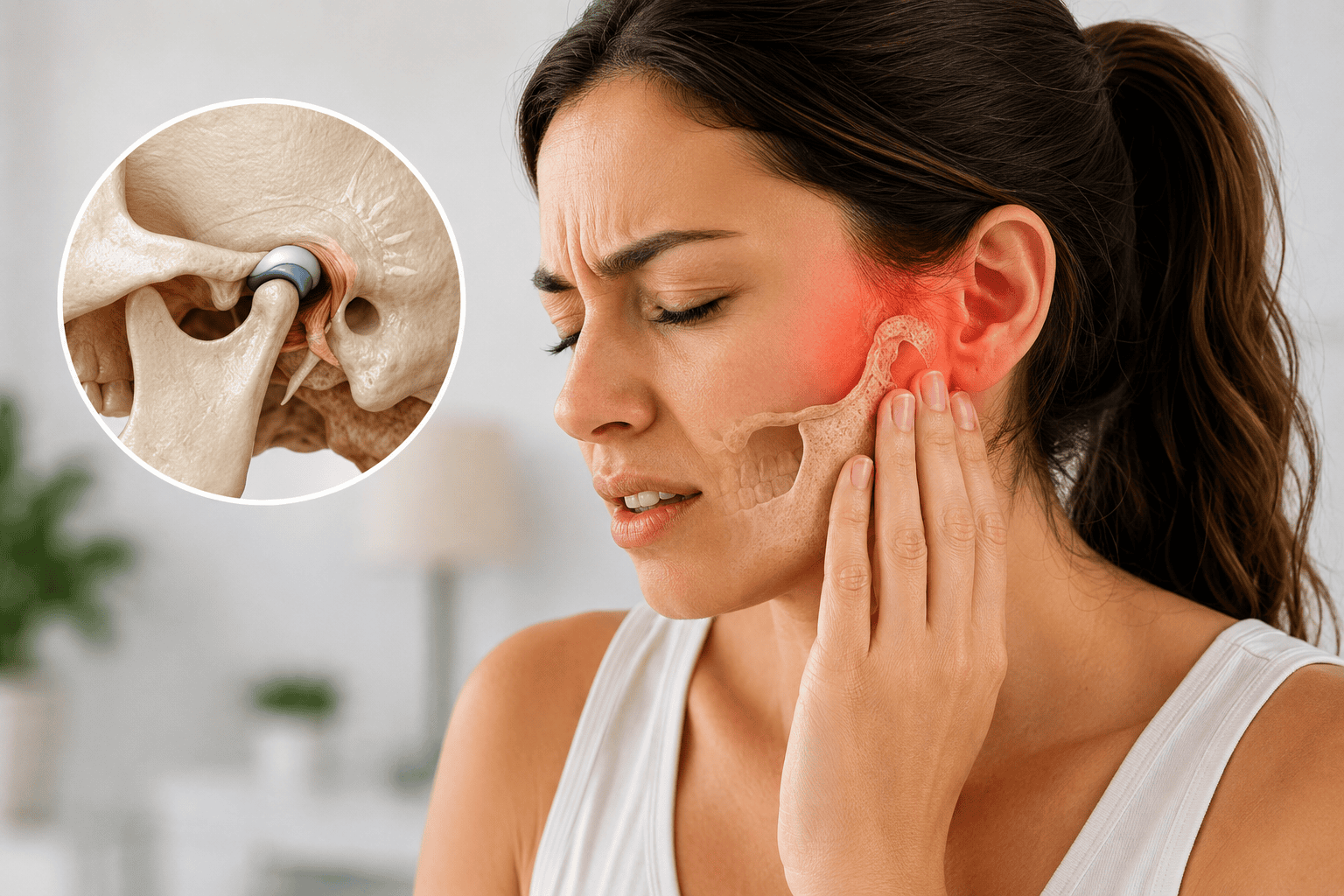 women suffering from pain due to jaw clicking women suffering from pain due to jaw clicking